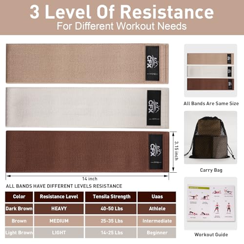 Image of CFX Resistance Bands Set, Exercise Bands with Non-Slip Design for Hips & Glutes, 3 Levels Workout Bands for Women and Men, Booty Bands for Home Fitness, Yoga, Pilates