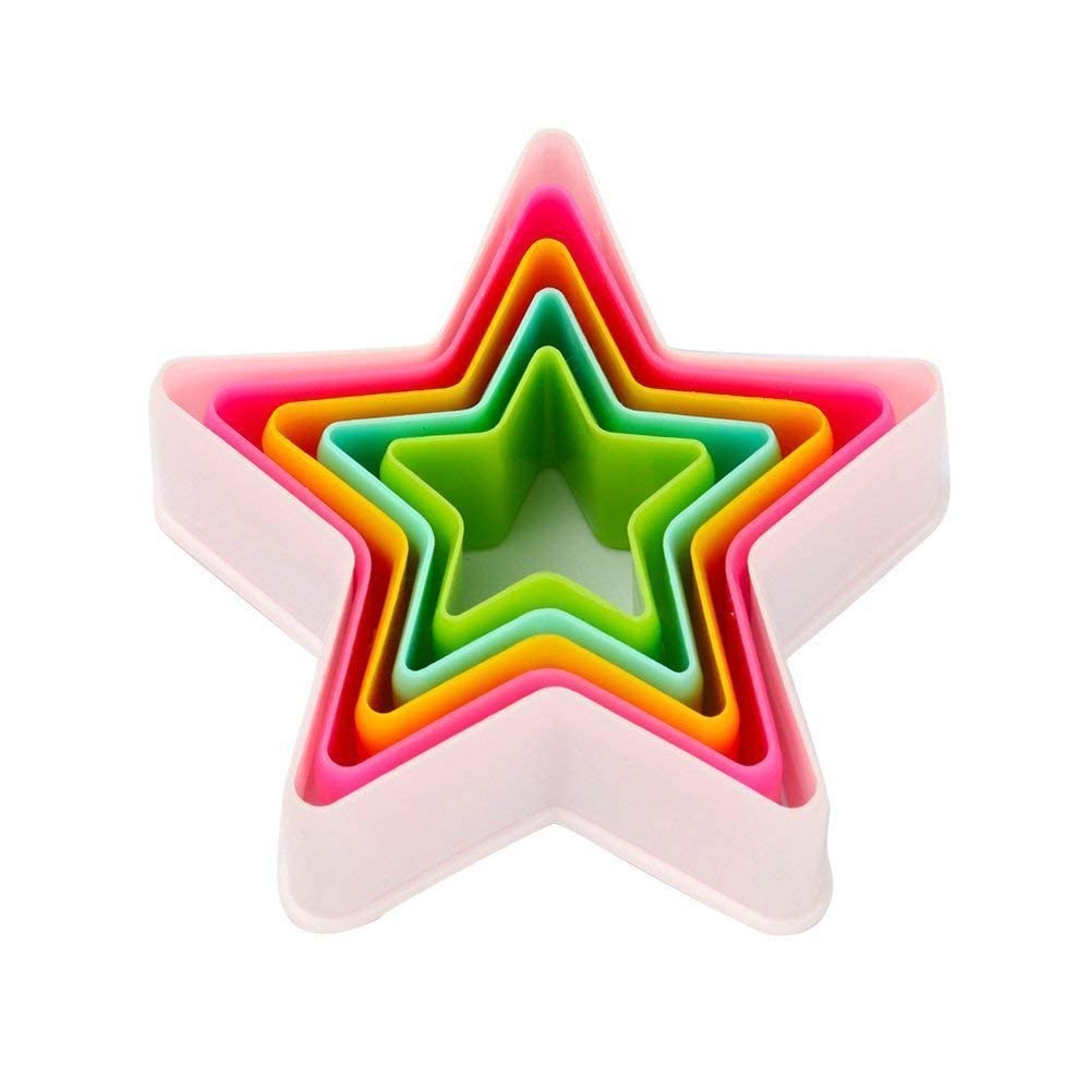 Plastic Cookie Cutter Multicolor Star Shaped for Cutting Cake Mold Cake Fondant Biscuit Fondant Cake Kitchen Baking Cooking Tools (5 Piece Set)-image-27