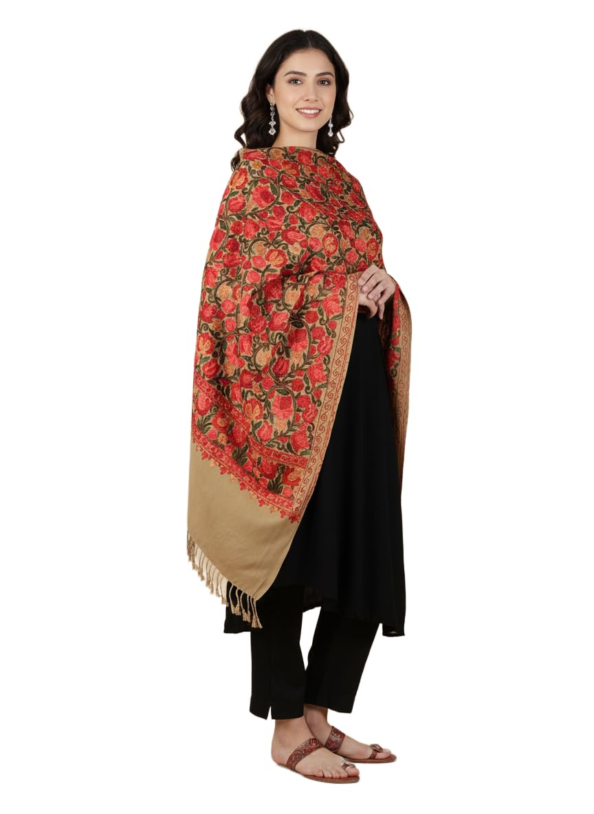 Zamour Kashmiri Ricamo Nera Donne Ha Rubato Scialle Sciarpa Avvolgere Nozze Nuziale Sera In Lana Mistra With Frange Corte 72 Cm X 200 Cm Made In India 111974998