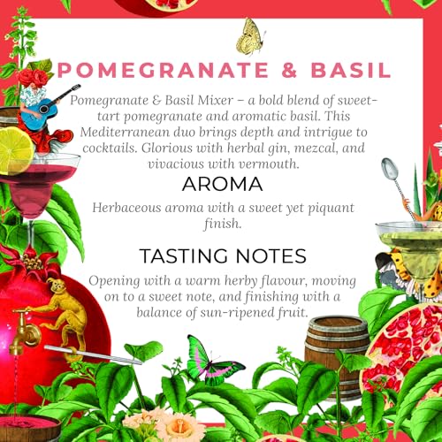 DOUBLE DUTCH Pomegranate & Basil | 6 x 150ml cans | 100% natural ingredients | Low in calories | Mixer Cocktails | No artificial colors, preservatives or flavors (6 x 150ml)