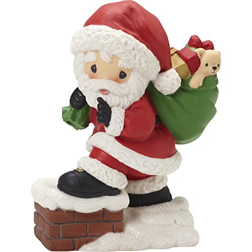 Figurine Père Noël Precious Moments statuette décoration table Noël multicolore
