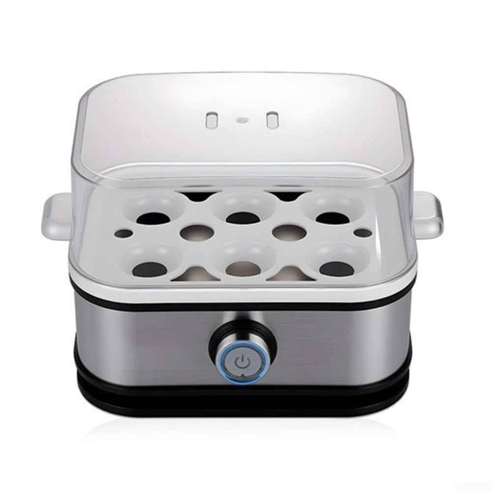 Apparecchio per cuocere uova 6 in 1 in acciaio inox per bollire bracconaggio, cottura a vapore e frittate, lavabile in lavastoviglie, spegnimento automatico