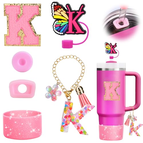 Mity rain 6PCS Cup Accessories for Stanley Cup 30oz 40oz - Tumbler Initials Cute Decoration for Stanley Letter K