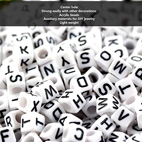 500Pcs Square Letter Beads, 6mm Alphabet Cube Beads for Jewelry Making DIY Bracelets Necklaces Key Chains(White) - Image 3