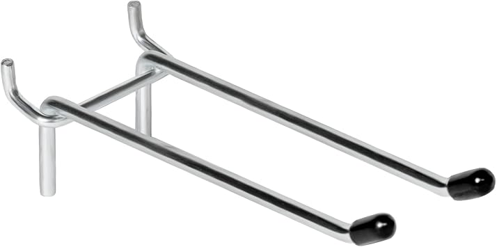 10 Pcs Pegboard Hooks, 6 Inch Peg Board Hooks, Pegboard Pegs Accessories with Rubber Tipped, Double Peg Hook Fit 1/4 Hole, Heavy Duty Tool Utility Hook for Hanging Tools, Bags and More
