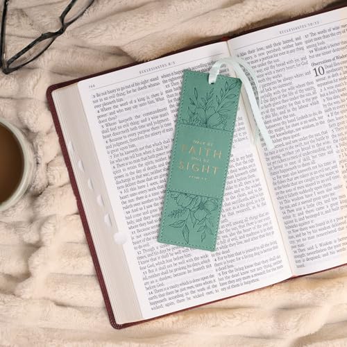 Image of Christian Art Gifts Premium Faux Leather Scripture Bookmark: Walk by Faith