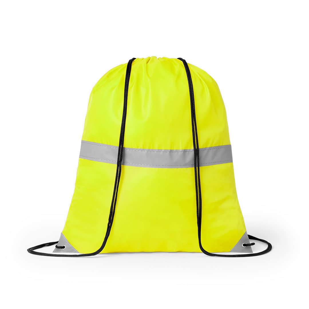 eBuyGB High Vis Drawstring Bag High Visibility Reflective Rucksack Casual Backpack Travel Unisex Sports Bag - Yellow