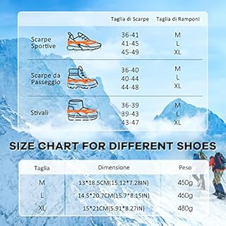 AGPTEK Ice Tacchetti 19 Denti, Ramponi da Ghiaccio per Scarpe Portabile Neve Ramponi per Donna e Uomo con Ottimo Grip per Passeggiate, Jogging o Escursioni Camping su Neve e Ghiaccio