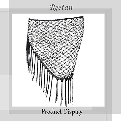 Reetan Sequins Belly Skirt Black Tassel Fringe Skirt Fashion Belly Dance Hip Scarf Party Performance Costume For Women And Girls #TOP1