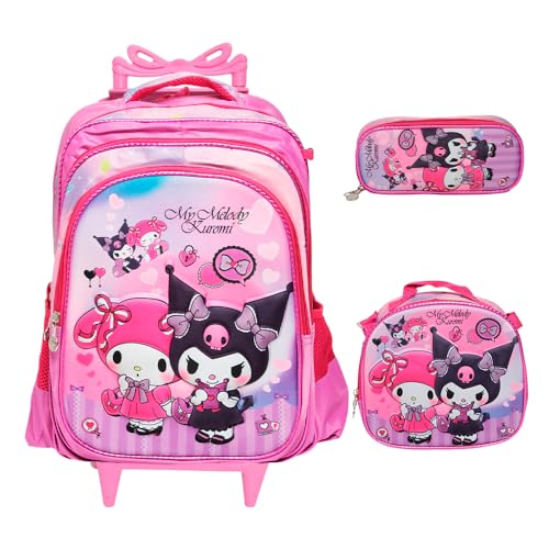 Kit Mochila Infantil Rodinha Feminina Resistente Espaçosa