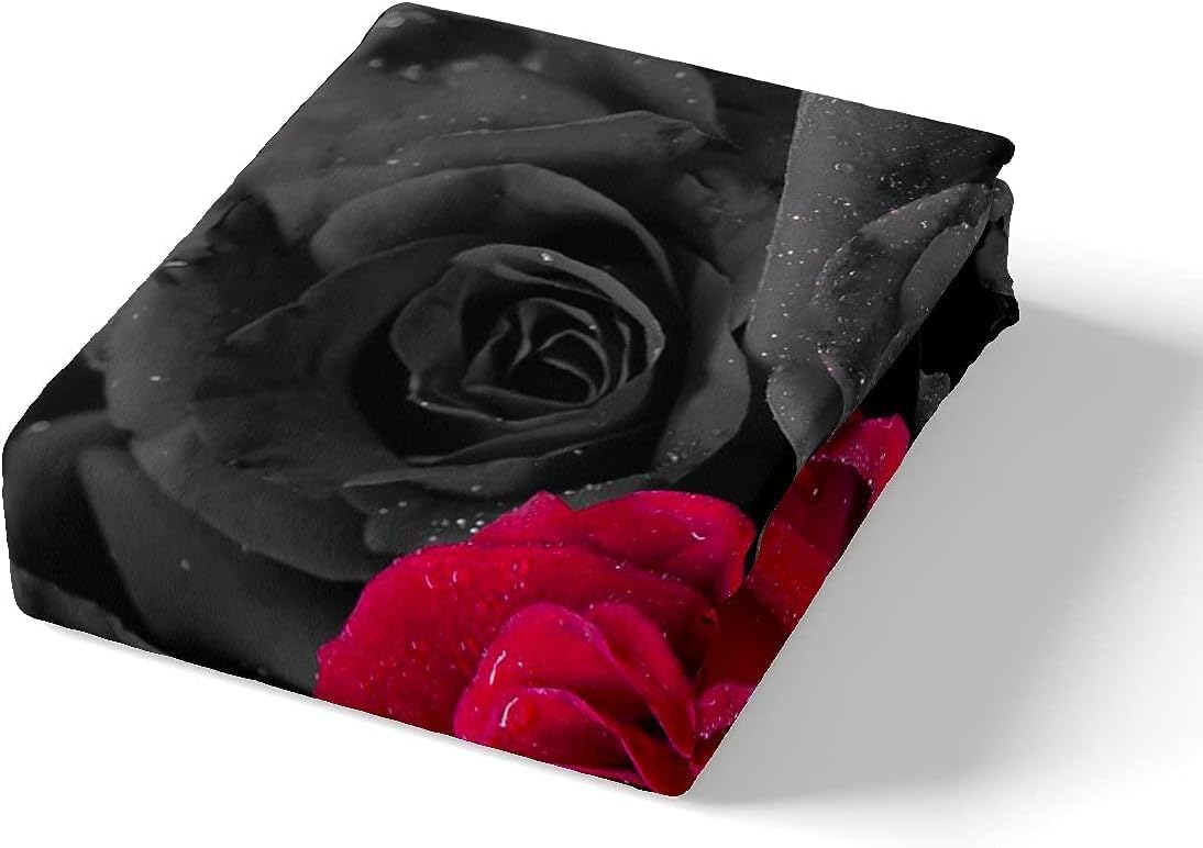 richhome Roses Duvet Cover Set Flowers Bedding Set Single Size Romantic Flowers Comforter Cover Set Boys Girls Teenagers 3D Black Red Roses - Image 4