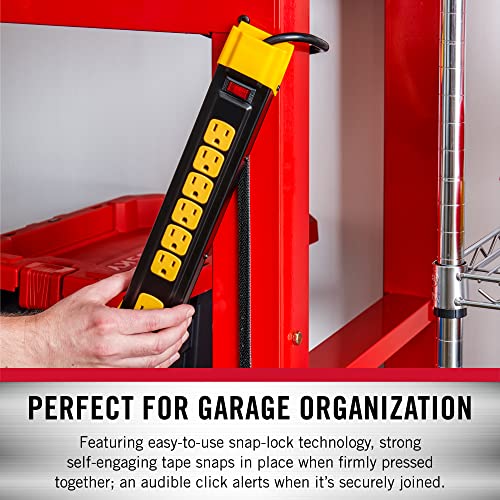 Image of VELCRO Brand Workbench Mounting Strips with Adhesive | Garage Organization | Strong Hook to Hook Locking Fastener for Semi-Permanent Applications | 1-1 /2in x 1in Strips, 4 Sets, Black