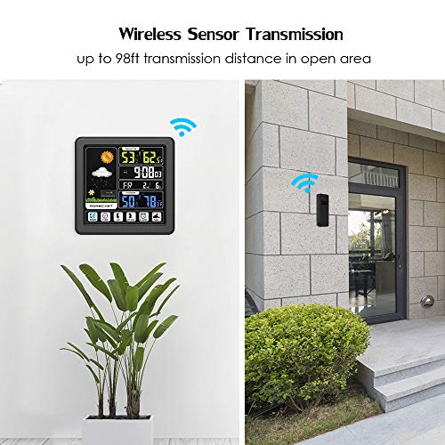 KKmoon Tela LCD colorida sensível ao toque, estação meteorológica sem fio, despertador, termômetro i