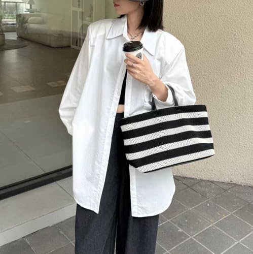Women's Large Capacity Straw Woven Underarm Totes Hollow Handbag Shoulder Crossbody Bag Striped Chic Stylish Versatile4