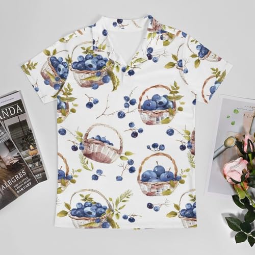 Boys' Classic Polo Shirts Short Sleeve Moisture-Wicking Golf & Tennis Shirts for Youth Teens Blueberry Basket3