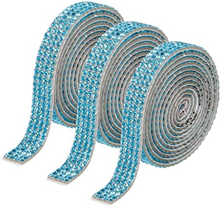 MECCANIXITY 3 Rolls 3 Yards 8mm Self Adhesive Crystal Rhinestone ...