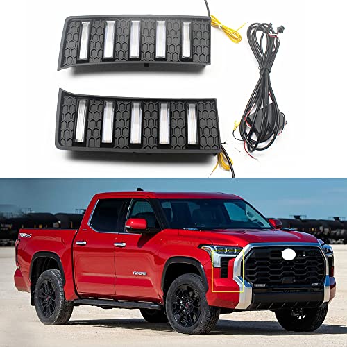 ALWAYSTECZON LED DRL Daytime Running Light Front Bumper Driving Fog Lamp with Turn Signal Assembly Accessories For Toyota Tundra 2022 2023 2024
