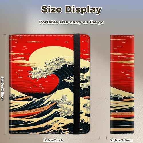 Image of Photo Album 4x6 120 Photos with Strong Elastic Band, Red Sun Ocean Wave | Large Capacity Premium Leather Picture Album, Portable Wallet Albums Photo Book for Family Anniversaries Wedding Baby