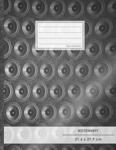 Notenheft: DIN A4 • 48 Seiten, 24 Blatt, 12 Systeme, „Musikboxen“ • Original #GoodMemos Schulheft • Mit Inhaltsverzeichnis und Seitenzahlen, Noten-Lineatur 14
