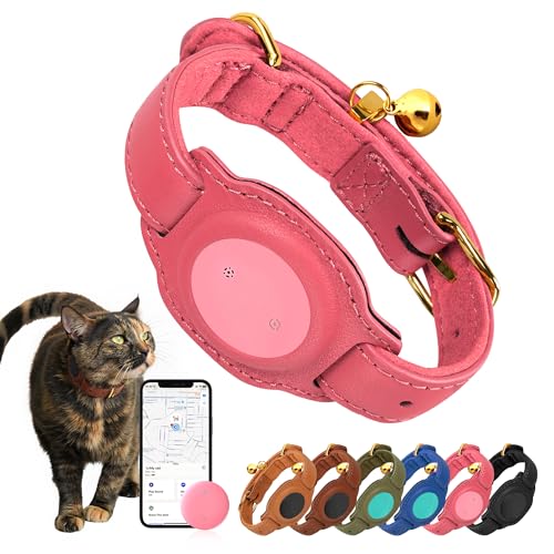 Traqueur GPS pour chats (uniquement iOS), collier en cuir avec