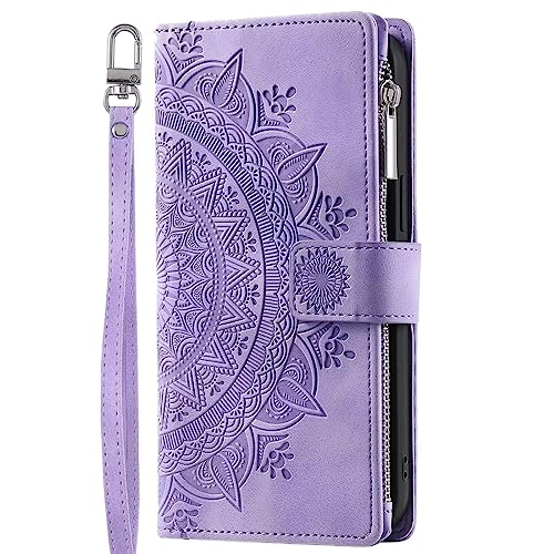 Miagon Cerniera Portafoglio Custodia per Samsung Galaxy A70Magnetica Totem Fiore Goffratura Cover Protettiva Libro con Porta Carte Flip Caso con Cinturino da Polso