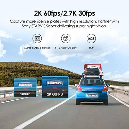 VIOFO A119 Mini Dash Cam 2K 60fps/2.7K 30fps, 5GHz WiFi Dash Camera for Cars, Built-in GPS, HDR Super Night Sensibility, 140° View Angle, Buffered Parking Modes, Emergency Record, Voice Notification