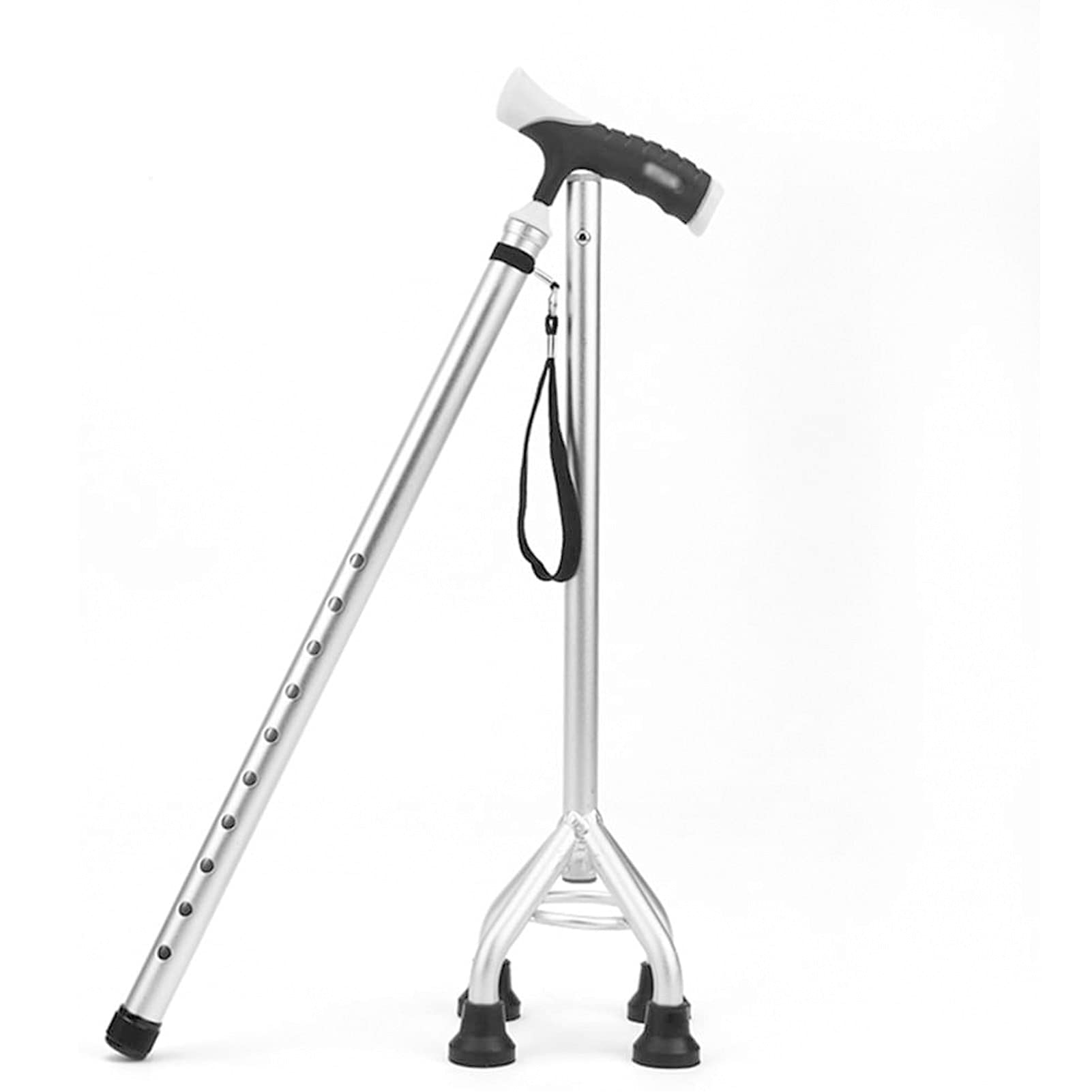 Manici per bastone da passeggio - Supporto per bastone Bastone da trekking con canna quadrupla leggero con piedi a 4 punte Bastone da trekking Stabilità extra, ausilio per la deambulazione flessibile