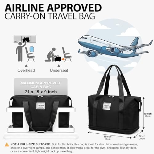 Rolling Duffle Bag with Wheels, Expandable Carry On Travel Bag for Airplanes 22L-44L, Detachable 360° Spinner Wheels, Foldable Weekender Bag for Men Women, Waterproof Nylon with Tr image 2