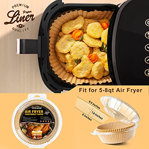 Air Fryer Disposable Paper Liners - 100Pcs 8 Inch Round Disposable Parchment Paper Liner For Airfryer Basket, Oven, Non Stick, Free Of Bleach, Perfect Fit For 5-8Qt Air Fryers #TOP6
