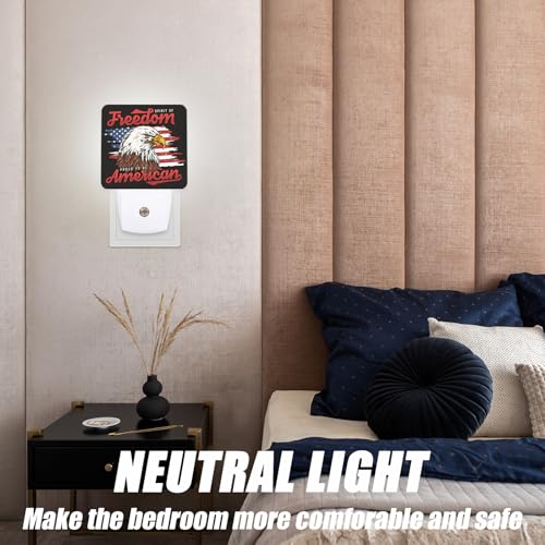 Image of American Flag Eagle Night Light,4th of July Nightlight Plug into Wall,LED Lamp,Suitable for Bedrooms,Kitchens,Toilets,Etc.Auto Sensor Dusk to Dawn,Energy-Saving