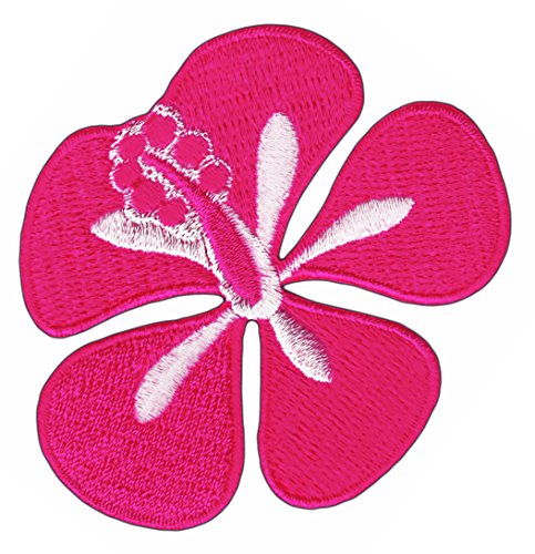 BP BRAUNERT PATCHES Écusson thermocollant motif fleur d'hibiscus rose 6,8 x 5,6 cm
