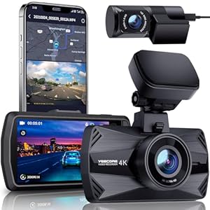 Dual Dash Cam 5G WiFi GPS, Real 4K+HDR 1080P Dash Cam Front and Rear, 3.3″ Eye-Care Screen, Super HDR Night Vision, Parking Mode, Dash Camera for Cars with App, G-Sensor, Support 512GB Max