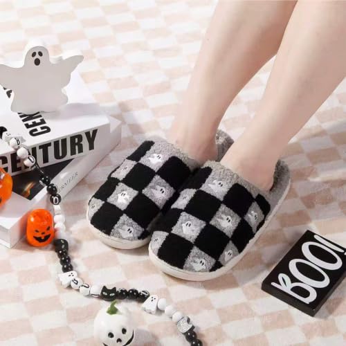 Image of Halloween Pumpkin Slippers for Womens Mens Cute Cartoon Slippers Plush Warm Memory Foam Shoes