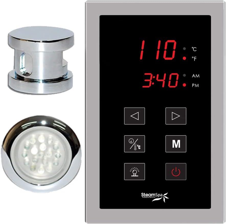 Steam Spa INTPKCH Indulgence Touch Panel Control Kit with Steam Head, Chrome