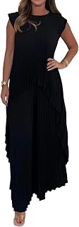 Mangas cortas plisadas, tops irregulares de longitud media, trajes de pantalón con cintura elástica y pierna ancha, trajes de mujer de dos piezas
