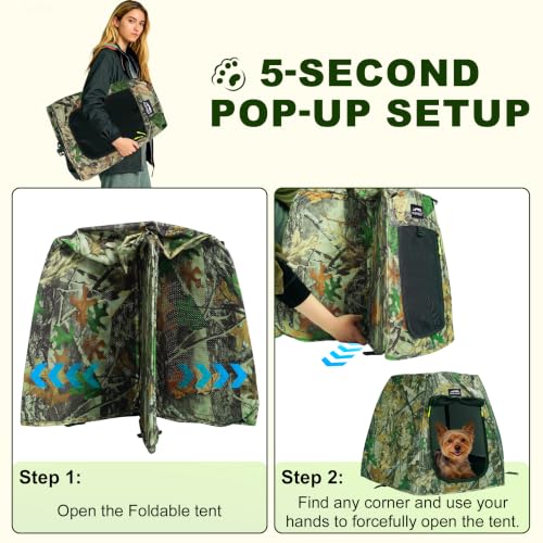 Image of Portable Pop Up Dog Tent with Sunshade Mesh Window Washable Pad for Cats