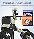 VOCIC Rollator Faltbar und Leicht mit Sitz,Outdoor Rollator mit Gummi-Nonluftbereifung für Allen Gelände,Aluminium Höhenverstellbare Rollatoren für Draußen&Langlauf&Reisen,Champagner(5 Jahre Support)