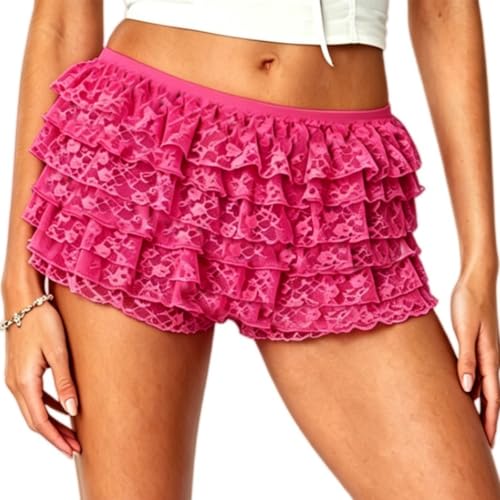 Image of NUFIWI Women Lolita Bloomers Ruffle Shorts Lace Cute Pumpkin Pants Sexy Boyshorts Layered Y2k Mini Shorts Pettipants