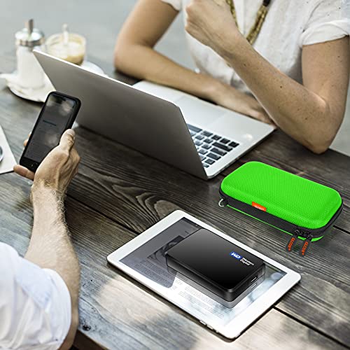Image of Power Bank Storage Case - GLCON Hard EVA Protective Travel Case - Small Electronic Carrying Pouch for Hard Drive, Cell Phone, Charging Cable, External Battery, Earbuds (Light Green)