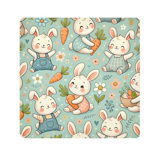 ODAWA Bunnies with Carrots Self Adhesive Cloth 13.8X13.8 Inch Magic Flexible Folding Self-Stick Makeup Bag Magic Self-Adhesive Cloth for Camera, Lens, Laptop