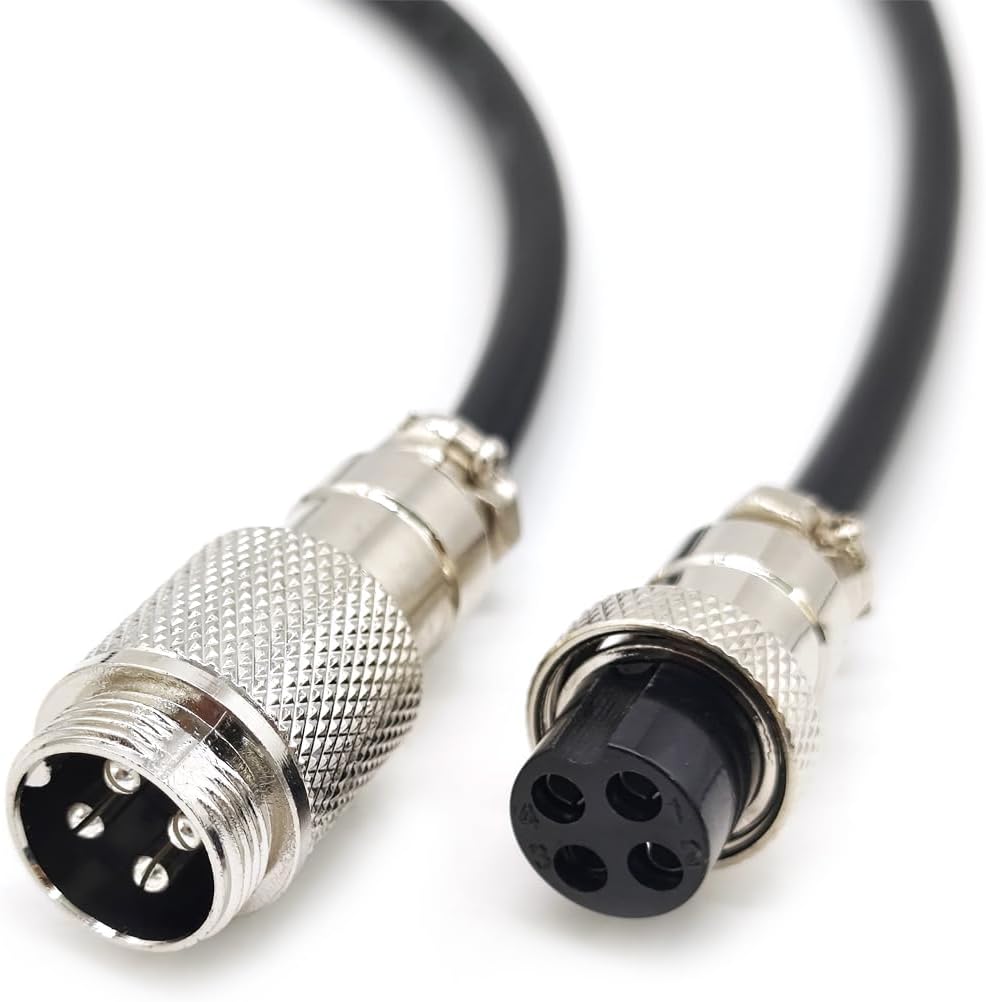 16.4ft GX20 4 Pin Male to Female Cable, GX20 4Pins Female to Male Head Aviation Cordset Electrical Connector Panel Mount Circular Metal Adapter Cordset for Ships 7A 200V 17AWG (5meter)