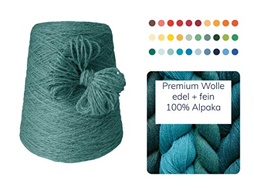 100% Alpaka 500 Gramm günstige Wolle zum Stricken Strickwolle Handstrick Wolle Alpakawolle Stricken Häkeln Garn kratzfrei Nadel 3 3,5 4 5 - Blau Smaragd Cover