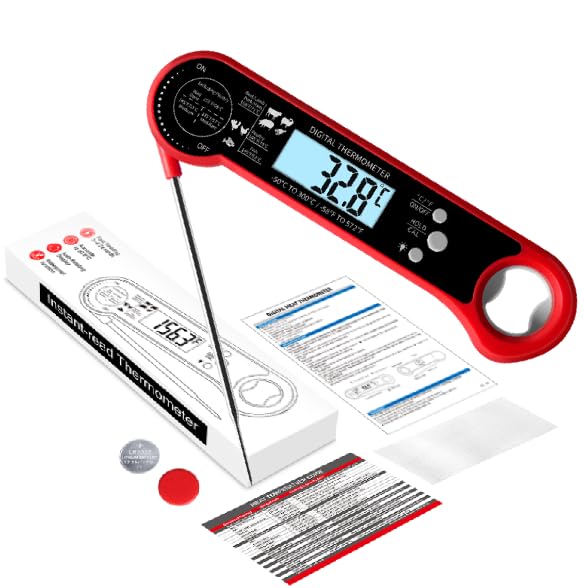 Miniatura 8 de Termómetro digital de carne con lectura instantánea, retroiluminación LCD, IPX6 impermeable, sonda plegable para cocinar, hornear, asar y freír