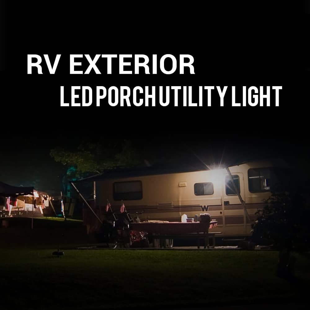 BATLAM 2Pcs RV Exterior LED Porch Utility Light 750LM Awning Light Replacement Lighting 12V for Rvs Trailers Campers
