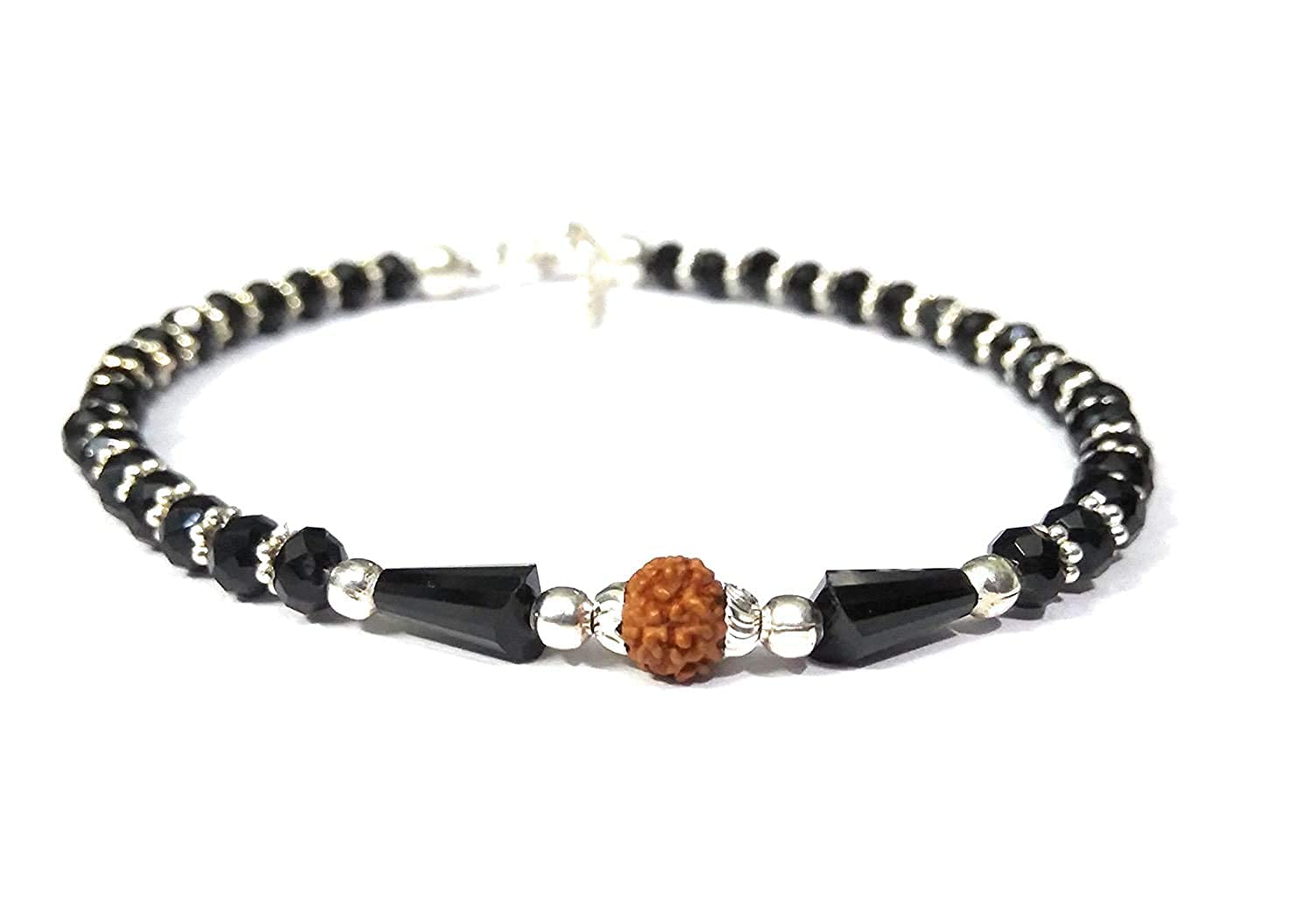 DHRUVS COLLECTION Pure 925 Silver Nazariya With Black Crystals Rudraksha Bracelet for Women & Girls (B08R7QXB92) Amazon Price History, Amazon Price Tracker