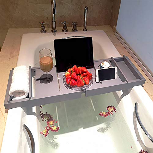 Bambus Bad Tisch, Badewanne Fach Erweiterbar, Bad Caddie Wanne Für Badewanne, Badewanne Zubehör Passend Für Alle Badezubehör Weingläser, Bücher,