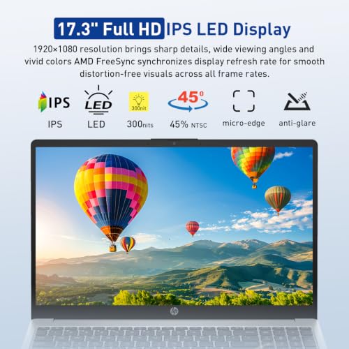 Image of HP 17.3 inch FHD IPS LED Anti-Glare 300 nits Laptop, Ryzen 5 7430U, 8GB+256GB