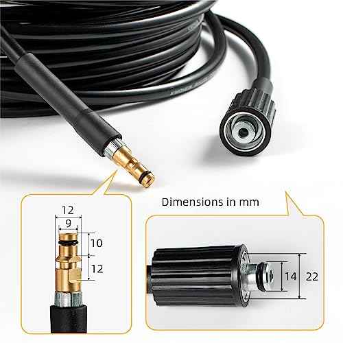 YUET 5M 16Ft High Pressure Washer Replacement Hose for Karcher K Series Washers K2, K3, K4, K5, K7,Click Bayonet to M22-14mm Thread for Kärcher with Screw Thread Outlet Only - Image 4