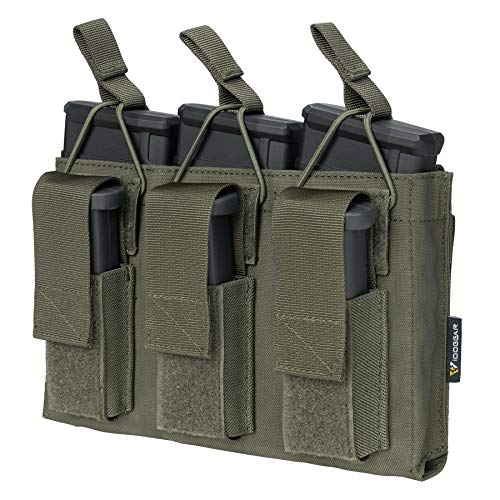 Idogear Triple Mag Pouch Open-Top Triple Kangaroo Magazine Pouch And Pistol Mag Pouch 500D Nylon Airsoft Hunting Military Gear (D：ranger Green) #TOP12