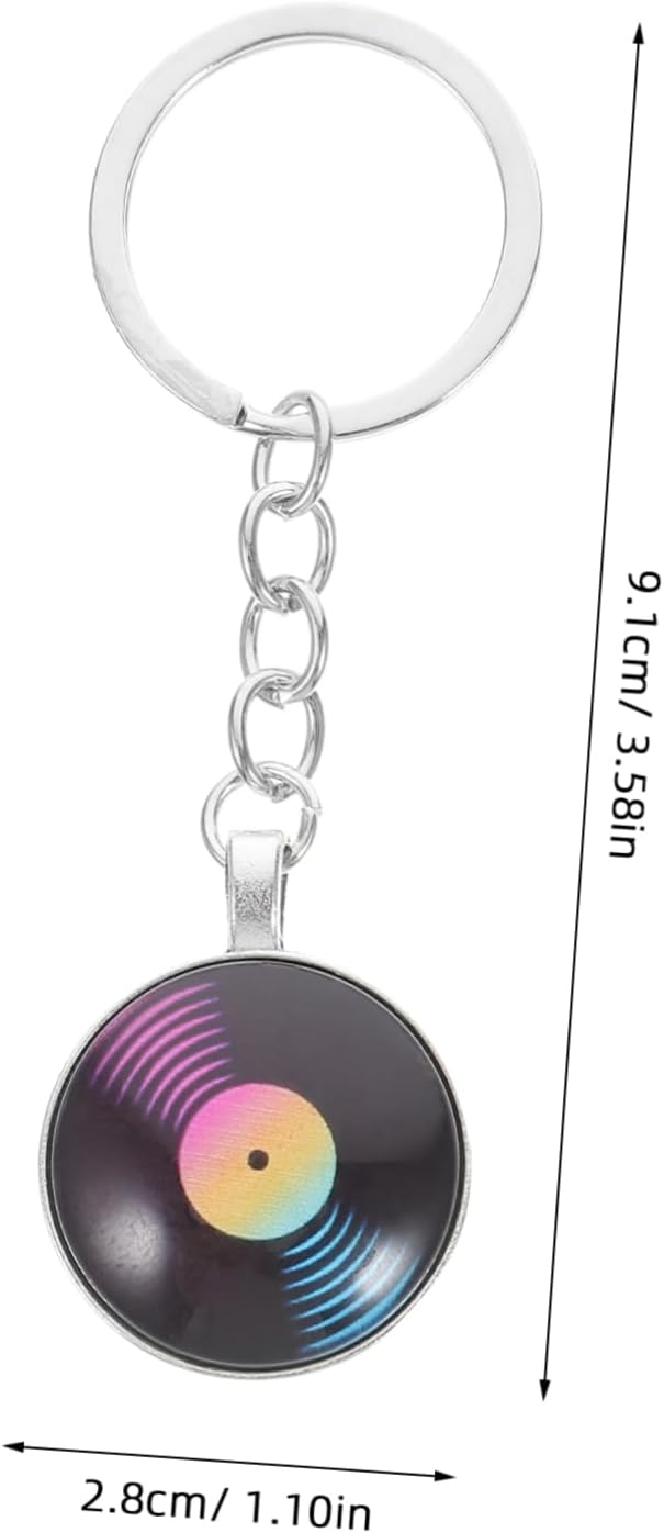 8 Piece Vintage Record Keychain Set with Zinc Alloy Glass image 2